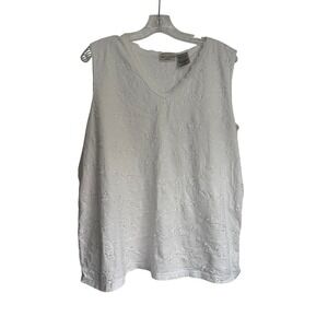 White Stag Arctic White Eyelet Floral V-Neck Sleeveless Top 22W 24W WS715219